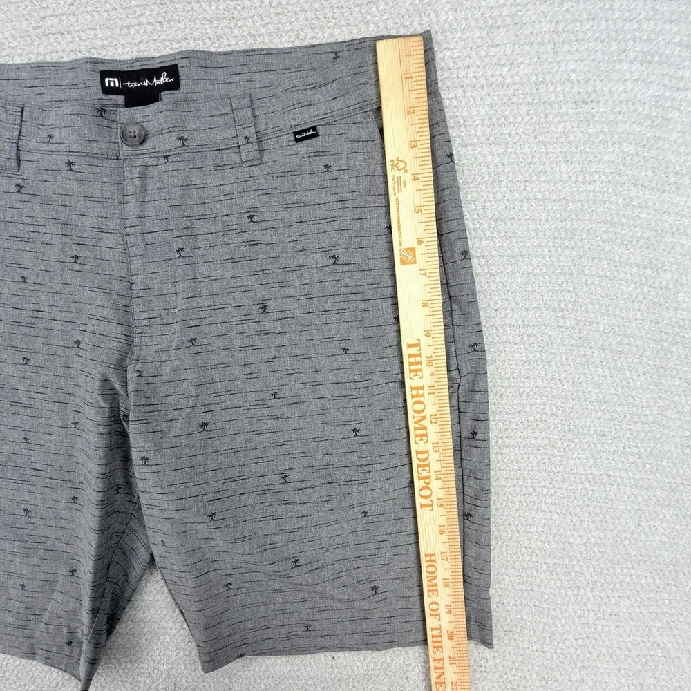 Travis Mathew Golf Shorts Mens 38 Gray Palm Tree Stretch Performance Lightweight